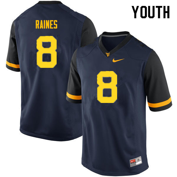 Youth #8 Kwantel Raines West Virginia Mountaineers College Football Jerseys Sale-Navy - Click Image to Close